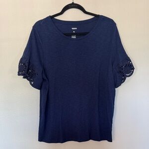 Sonoma Women's Navy Eyelet Sleeve Top